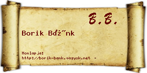 Borik Bánk névjegykártya